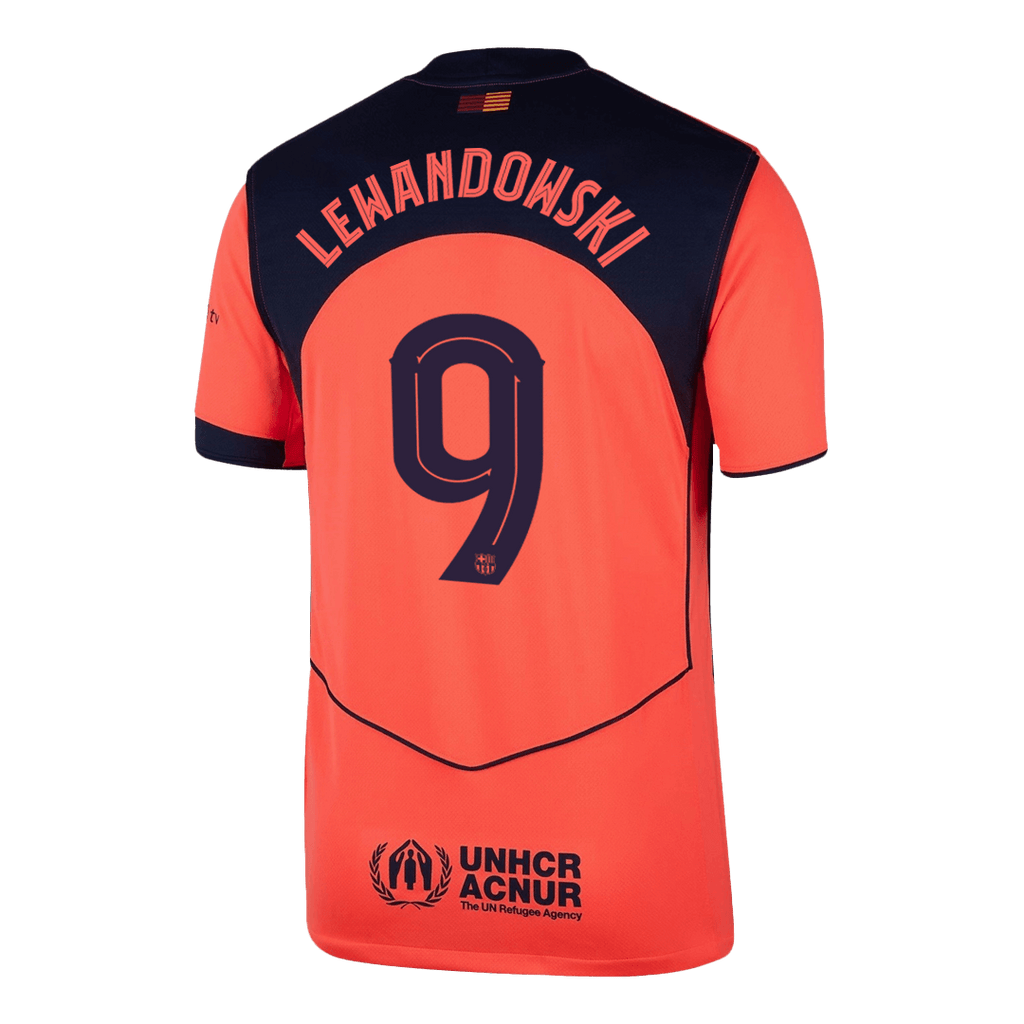 LEWANDOWSKI #9 Barcelone Third Maillot 2025/26 Orange - UCL