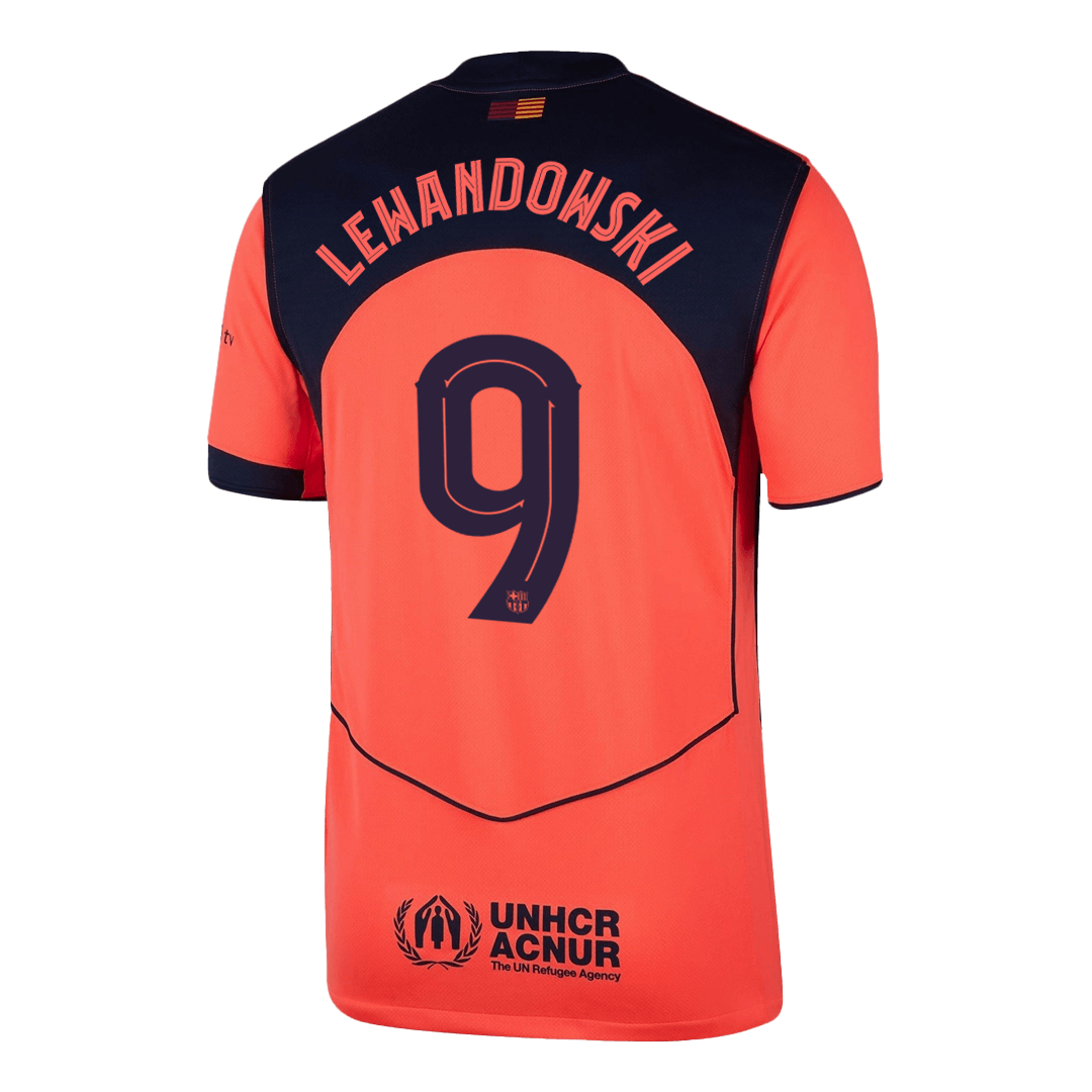 LEWANDOWSKI #9 Barcelone Third Maillot 2025/26 Orange - UCL