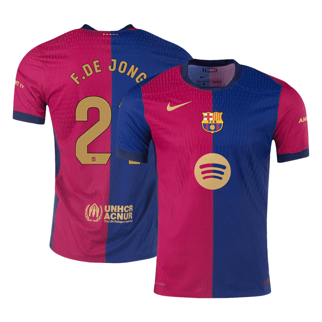 F.DE JONG #21 Barcelone Domicile Maillot 2024/25 Authentique - Spotify Logo Without Text
