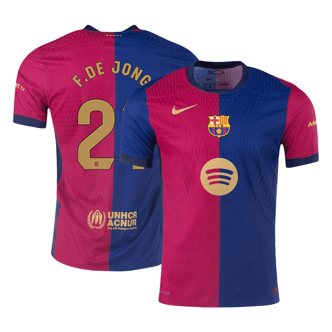 F.DE JONG #21 Barcelone Domicile Maillot 2024/25 Authentique - Spotify Logo Without Text