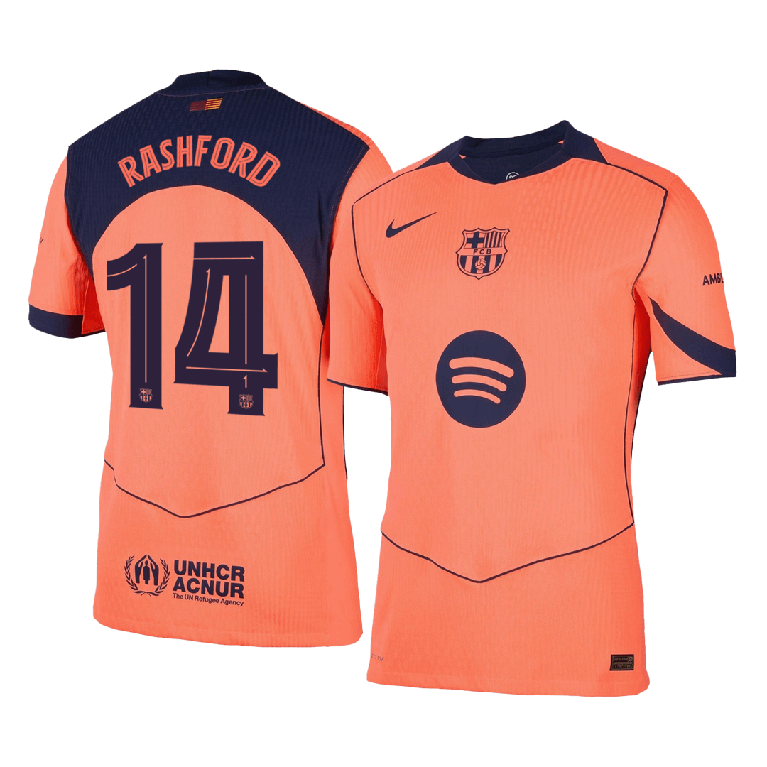 RASHFORD #14 Barcelone Third Maillot 2025/26 Orange Authentique - UCL