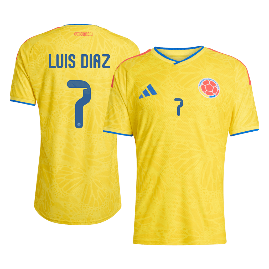 LUIS DíAZ #7 Colombie Domicile Maillot Coupe du Monde 2026 Jaune Joueur