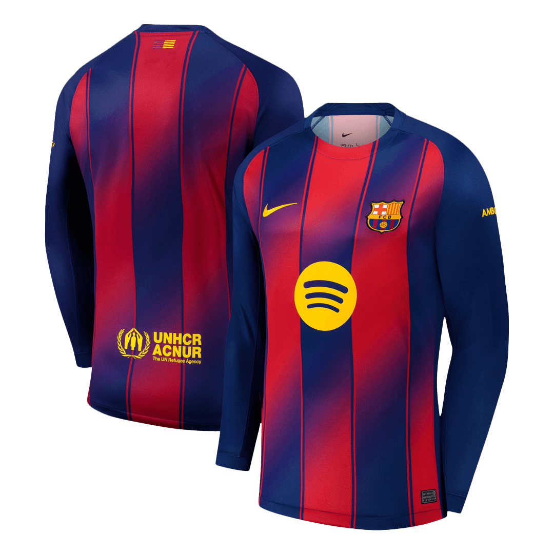 Barcelone Domicile Maillot Manches Longues 2025/26 Rouge et Bleu
