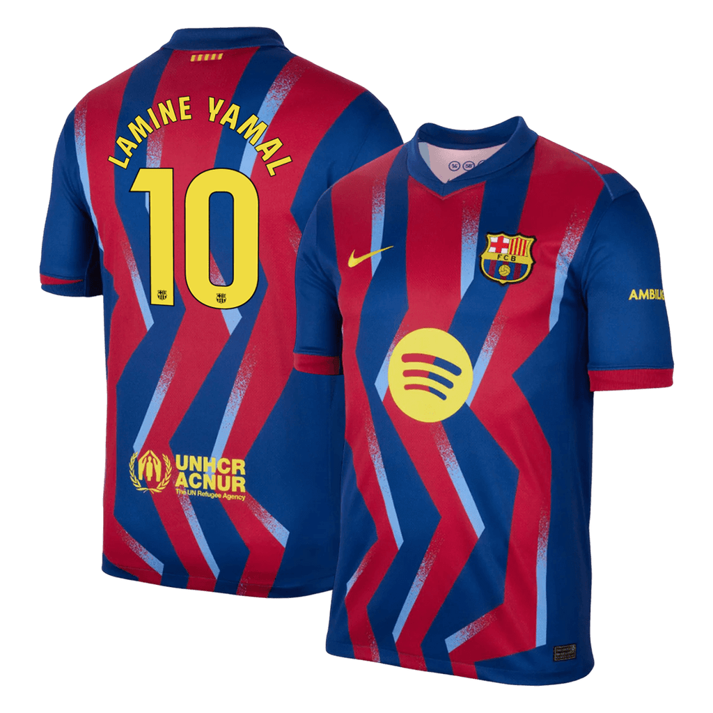 LAMINE YAMAL #10 Barcelone Fourth Maillot 2025/26 Rouge&Bleu