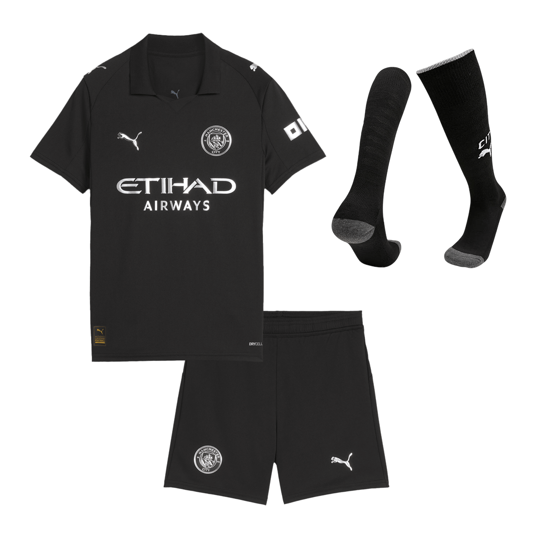 Manchester City Extérieur Maillot Kit 2025/26 Enfant Noir