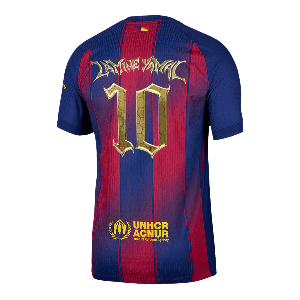 LAMINE YAMAL #10 Barcelone Domicile Maillot 2025/26 Rouge et Bleu Authentique