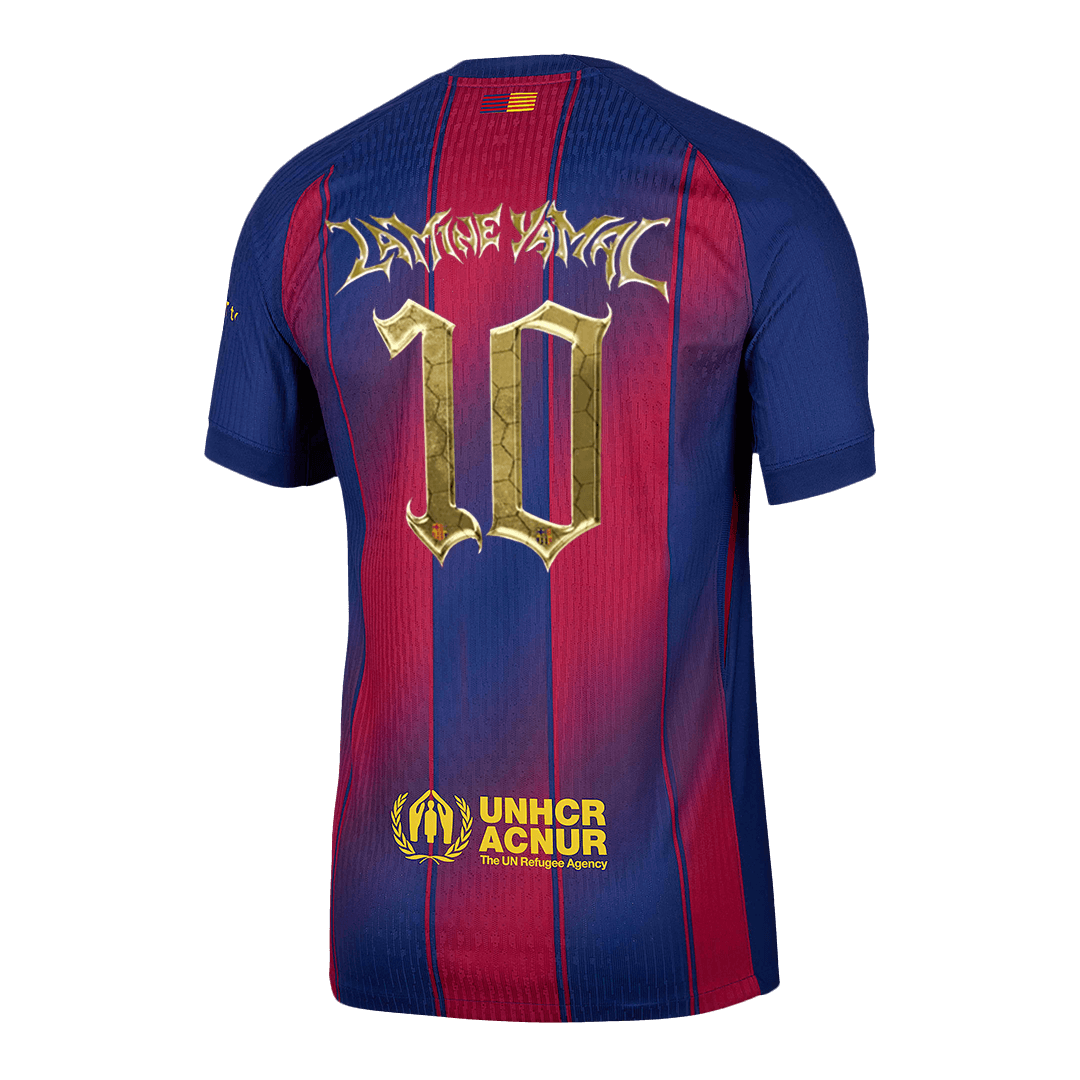 LAMINE YAMAL #10 Barcelone Domicile Maillot 2025/26 Rouge et Bleu Authentique