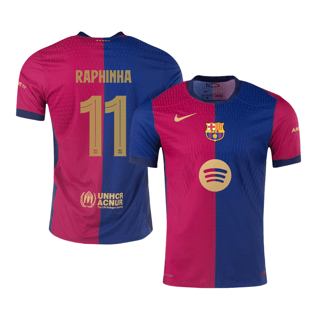 RAPHINHA #11 Barcelona Domicile Maillot 2024/25 Authentique (Spotify Logo Without Text) - UCL
