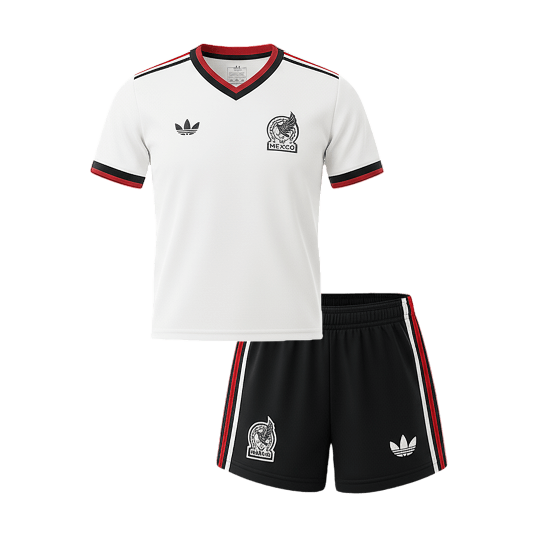 Mexique Extérieur Maillot Kit Coupe du Monde 2026 Enfant Blanc