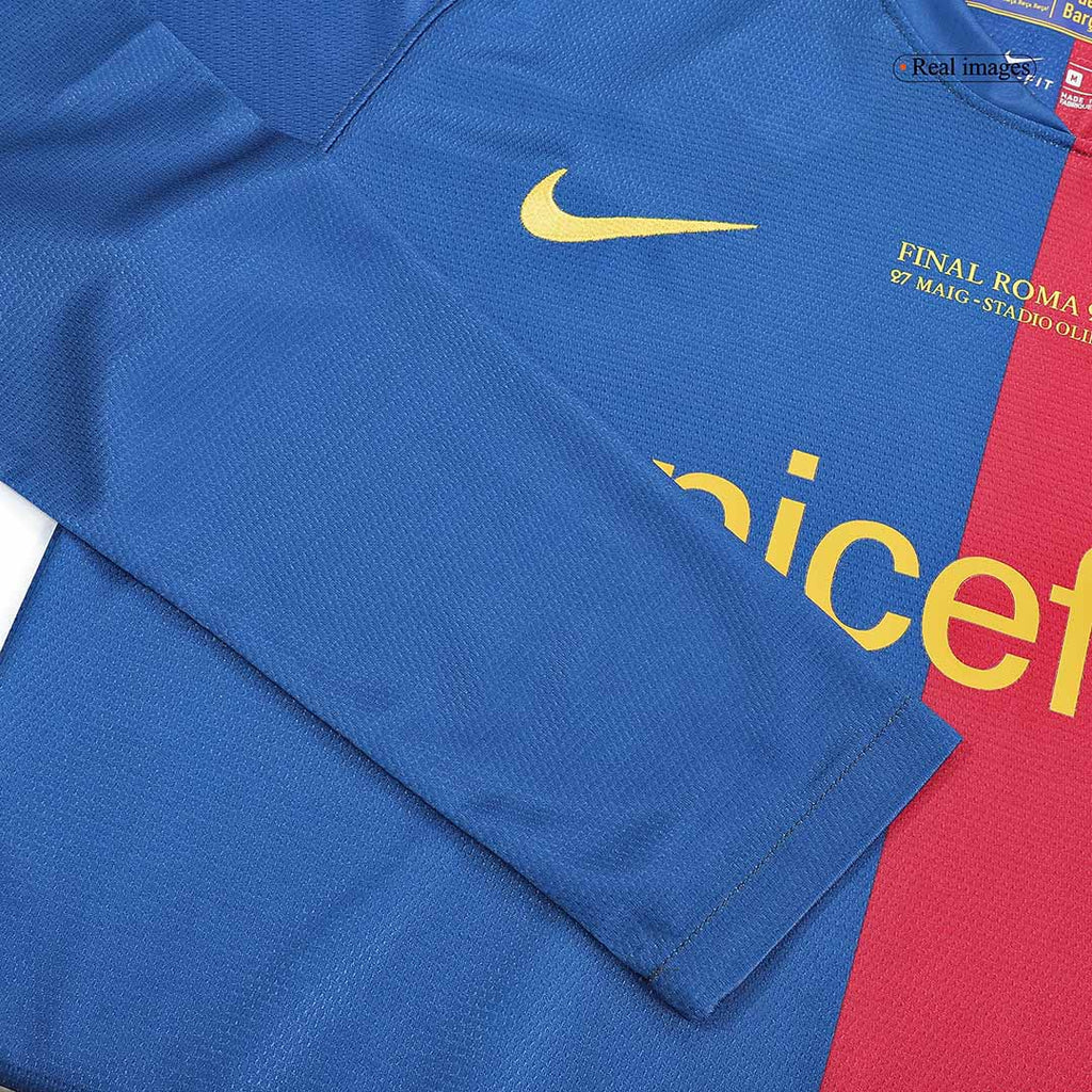 Retro Barcelone Domicile Maillot Manches Longues 2008/09 - UCL Final