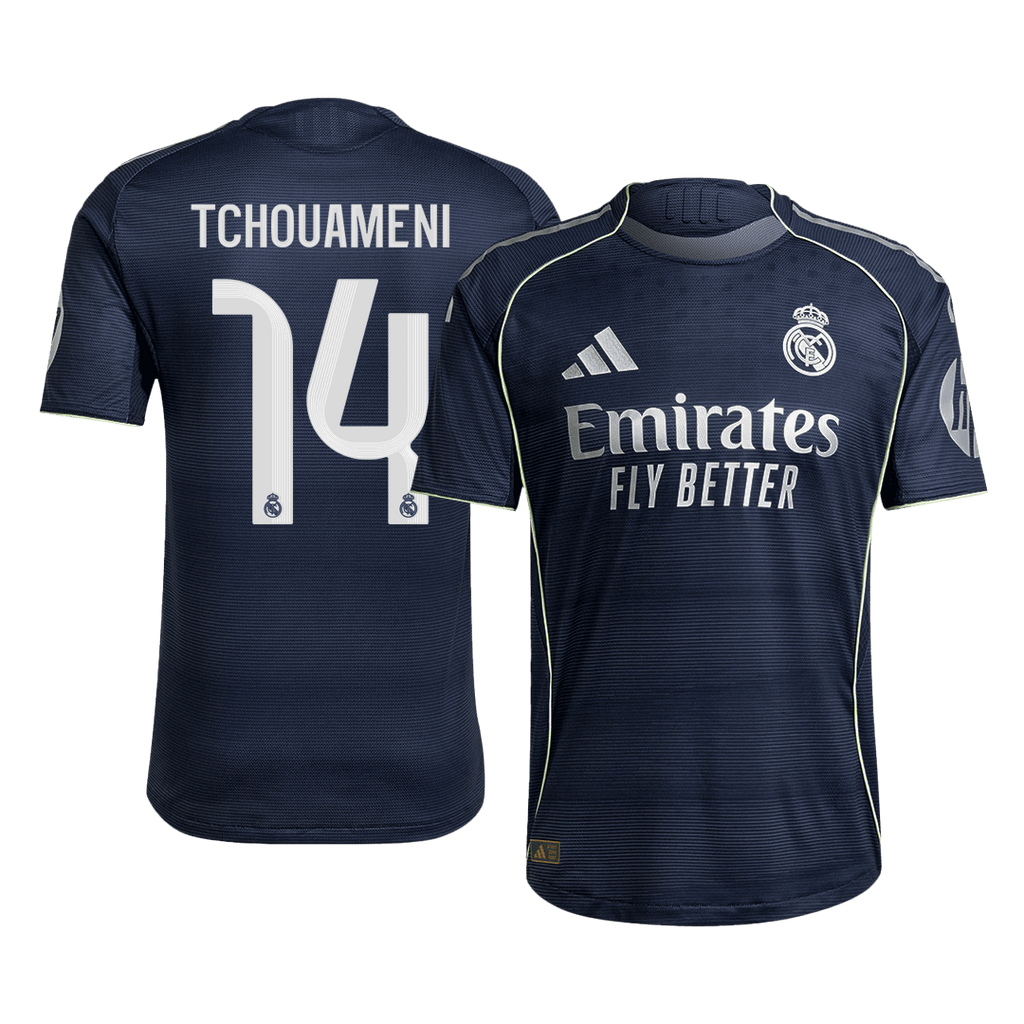 TCHOUAMENI #14 Real Madrid Extérieur Maillot 2025/26 Bleu marine Authentique