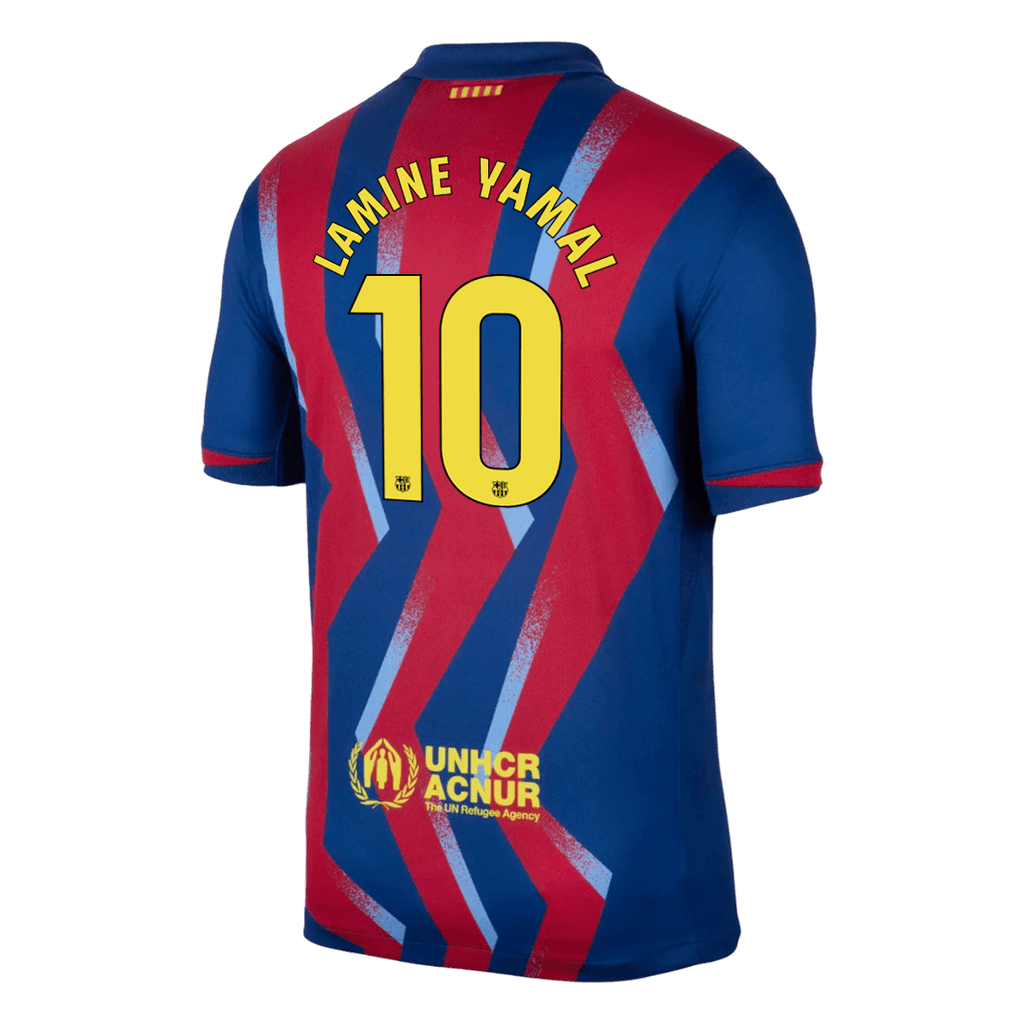 LAMINE YAMAL #10 Barcelone Fourth Maillot 2025/26 Rouge&Bleu