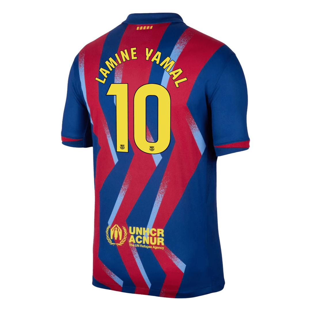 LAMINE YAMAL #10 Barcelone Fourth Maillot 2025/26 Rouge&Bleu