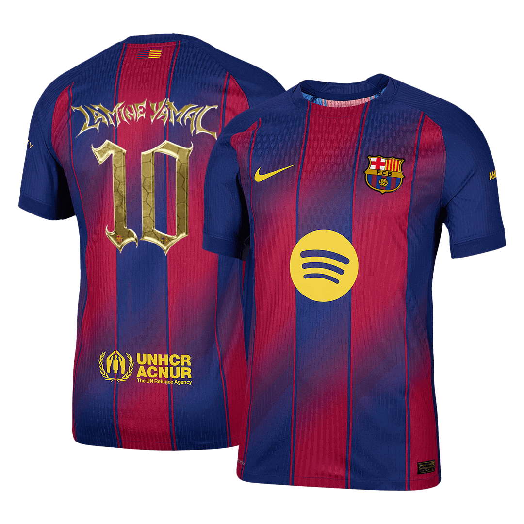 LAMINE YAMAL #10 Barcelone Domicile Maillot 2025/26 Rouge et Bleu Authentique