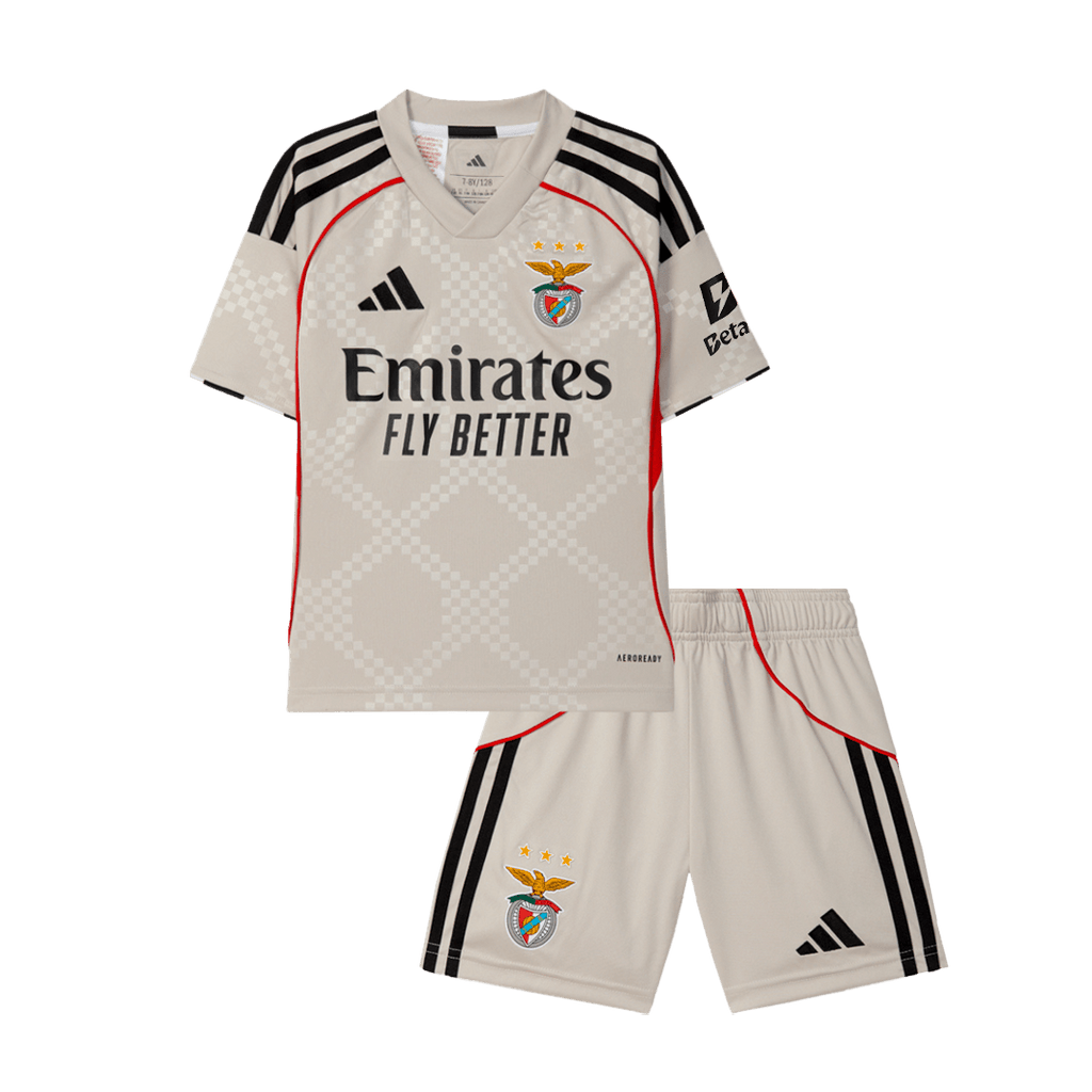 Lisbonne Extérieur Maillot Kit 2025/26 Junior Beige