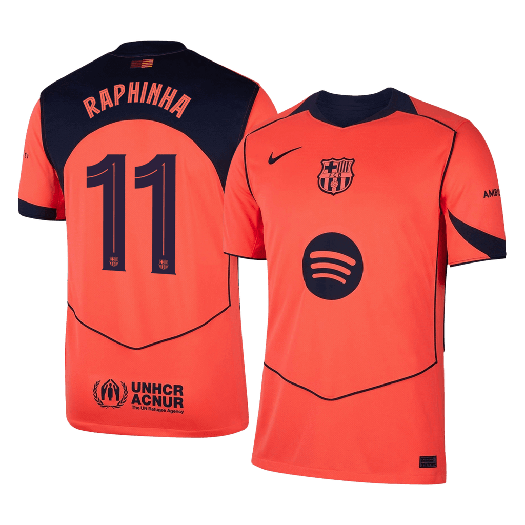 RAPHINHA #11 Barcelone Third Maillot 2025/26 Orange - UCL