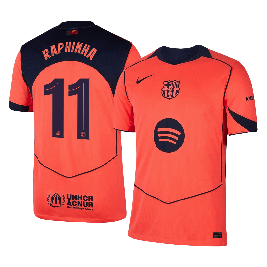 RAPHINHA #11 Barcelone Third Maillot 2025/26 Orange - UCL
